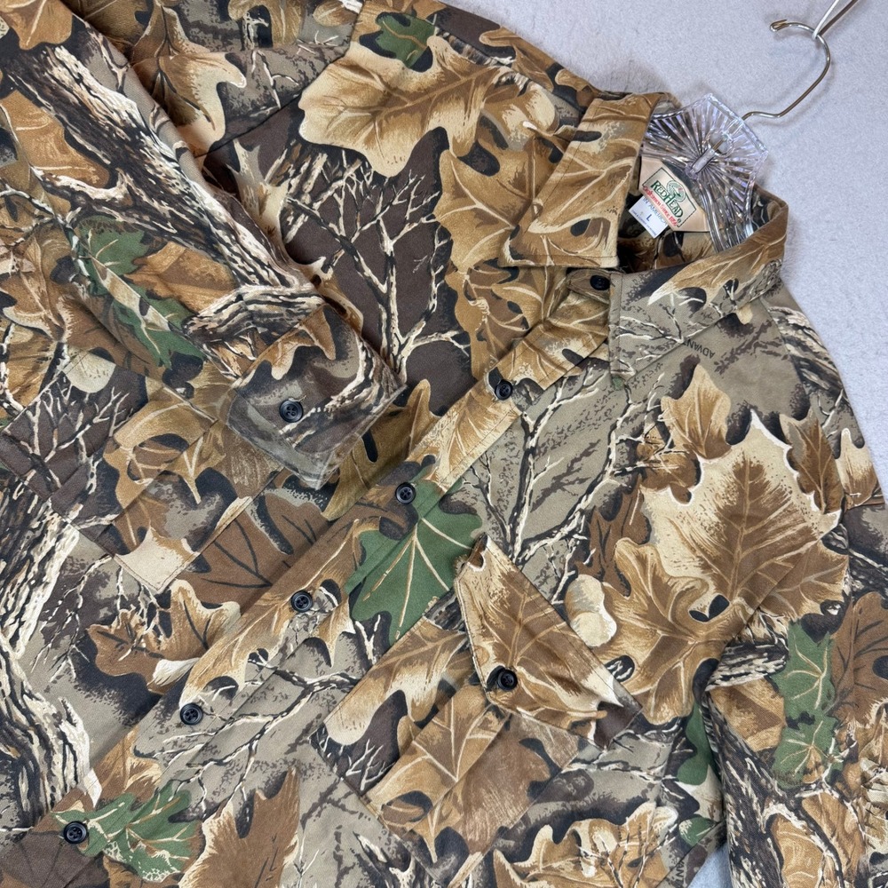 RedHead Shirt Mens L Advantage Camo Brown Button-down Hunting Made in USA EUC